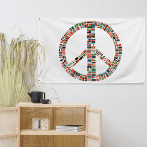 Flag displaying all countries in a peace sign design
